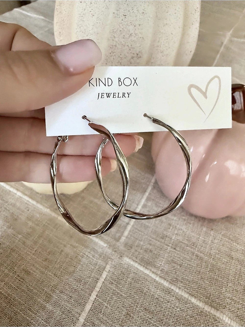 Kind Box Jewelry Silver Double Hoop Earrings Like New
